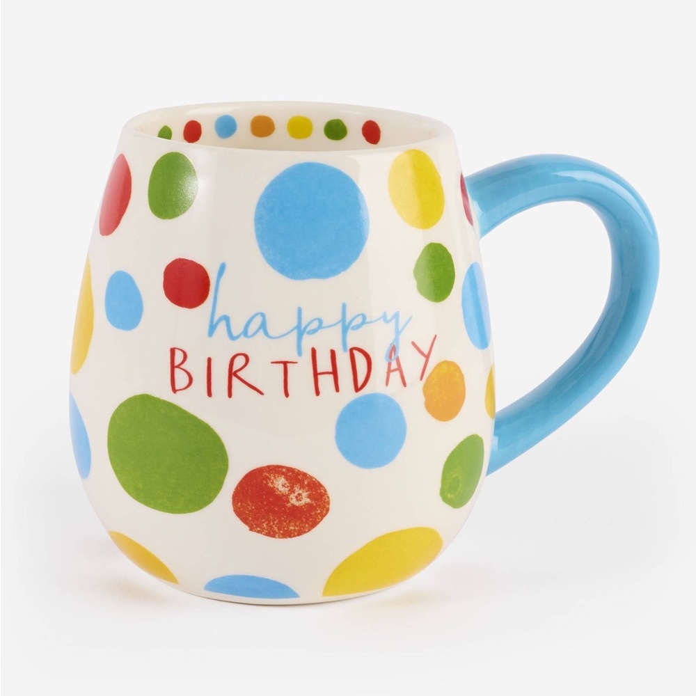 Strawflower I Happy Birthday Multicolor Dot Mug